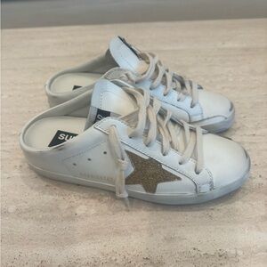 Golden Goose White and Gold Sneakers